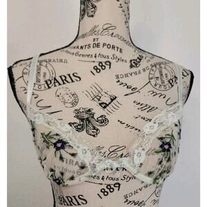 Moschino Lingerie Bra SZ 34/M Sheer Floral Lace Trim Coquette Fairy Milkmaid